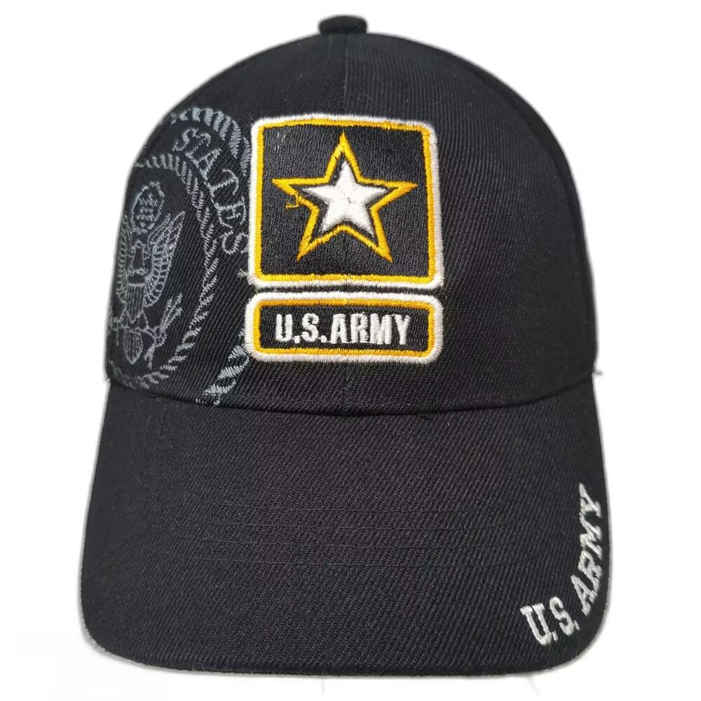 The Supreme Cap Baseball Cap Black Yellow U.S. Army Embroidered Hat One Size